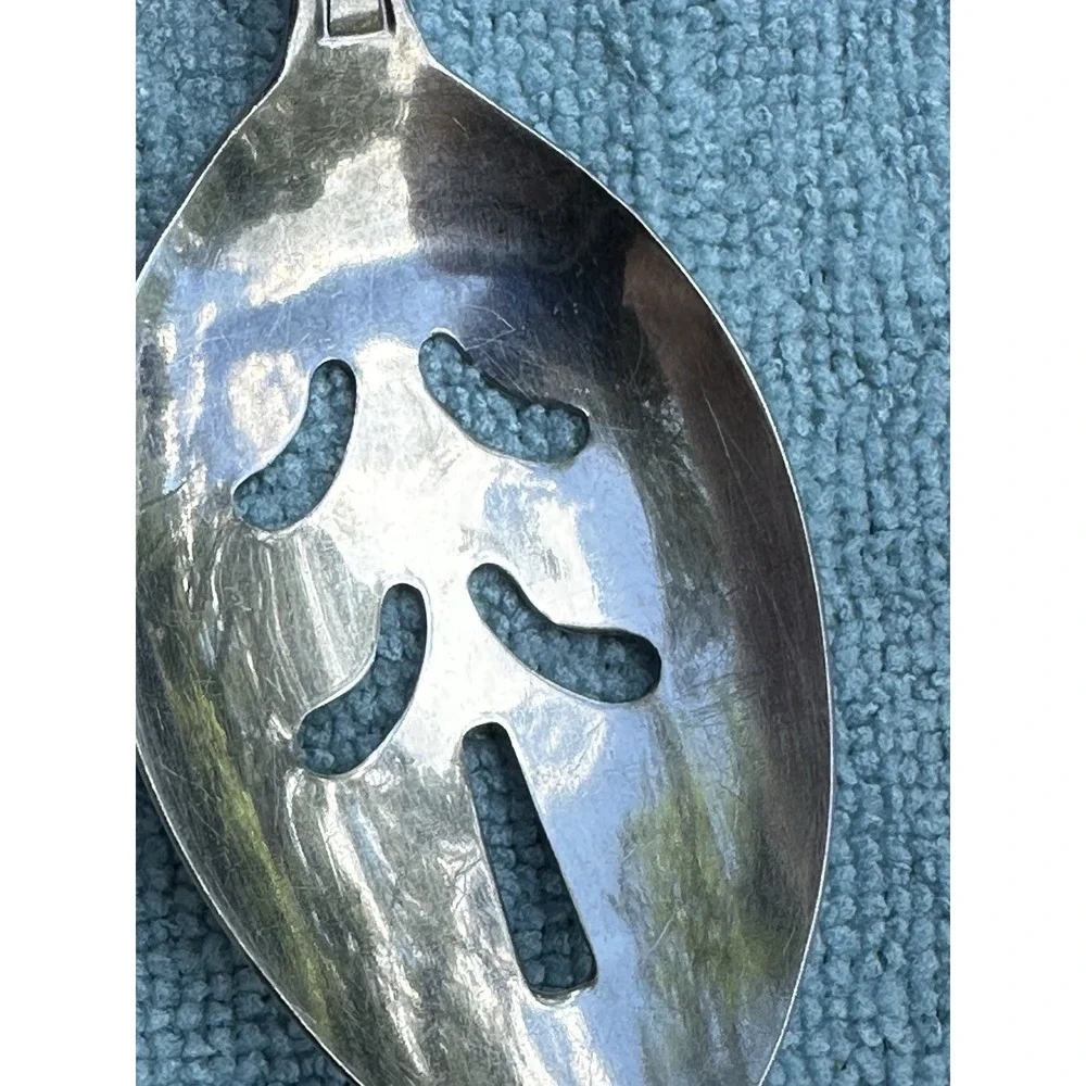 Rogers Floral Mist Pierced Serving Spoon Stainless Korea Discontinued Flatware